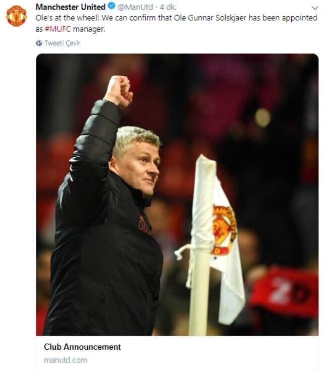 Manchester United, Solksjaer İle 3 Yıllık Sözleşme İmzaladı
