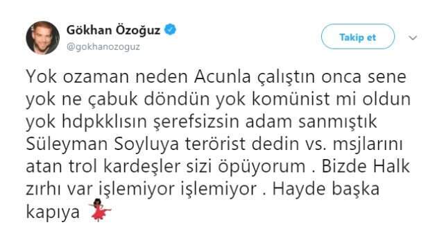 CHP'yi Destekleyen Gökhan Özoğuz, 'Niye Acun'la Çalıştın' Diyenlere Sert Çıktı