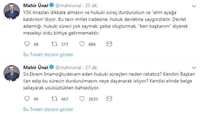 Son Dakika! AK Parti'den, İmamoğlu'nun Sözlerine Tepki: Bu Sürecin Durdurulmasını Neye Dayanarak İstiyor?