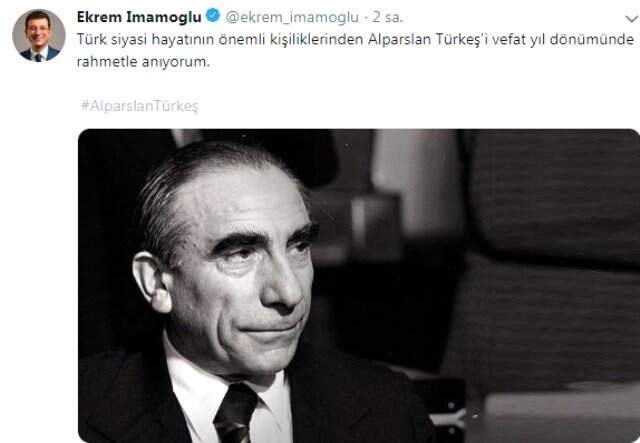 Ekrem İmamoğlu, Alparslan Türkeş'in Ölüm Yıl Dönümü İçin Mesaj Yayınladı