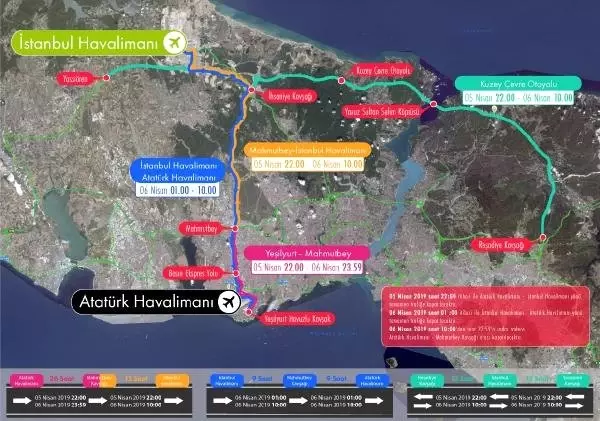 Atatürk Havalimanı'ndan İstanbul Havalimanı'na Taşınma Sürecinde Trafiğe Kapatılacak Yollar