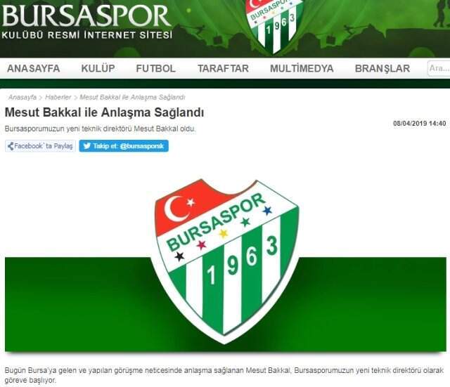 Bursaspor'un Yeni Teknik Direktörü Mesut Bakkal