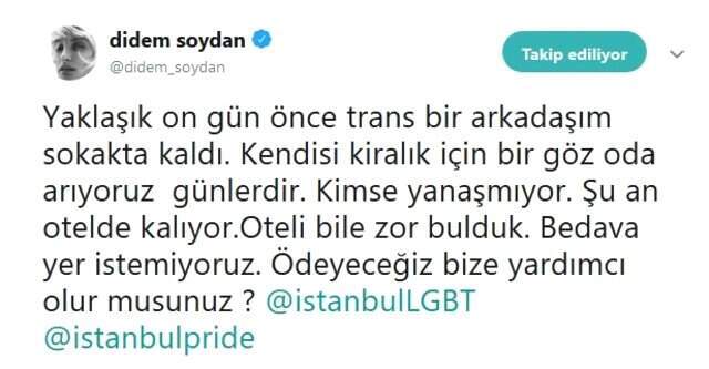 Didem Soydan'dan LGBT'ye Çağrı: Yardım Edin!