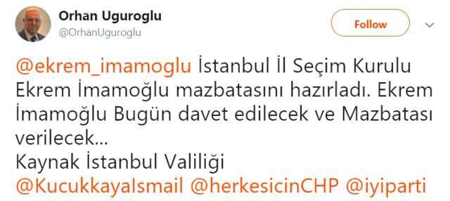 İstanbul Valiliği, 'Ekrem İmamoğlu'nun Mazbatasının Hazırlandığı' İddiasını Yalanladı