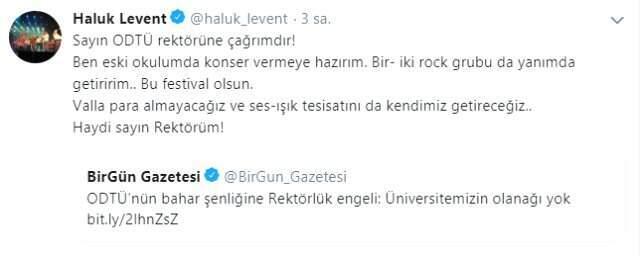 Haluk Levent'ten ODTÜ Rektörüne Çağrı: Para Almayacağız!