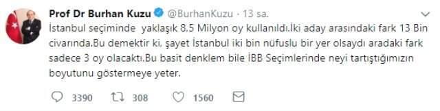 Burhan Kuzu'dan Kafa Karıştıran İstanbul Denklemi: İki Bin Nüfuslu Yer Olsaydı Fark 3 Olacaktı