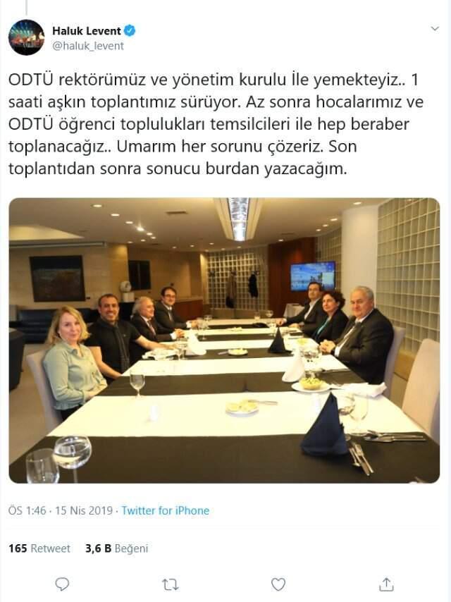 Haluk Levent, Tepki Gösterdiği ODTÜ Yönetimiyle Bir Araya Geldi