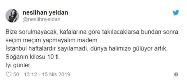 Oyuncu Neslihan Yeldan Seçimlere İsyan Etti: Bize Sorulmayacaksa Seçim Yapılmasın