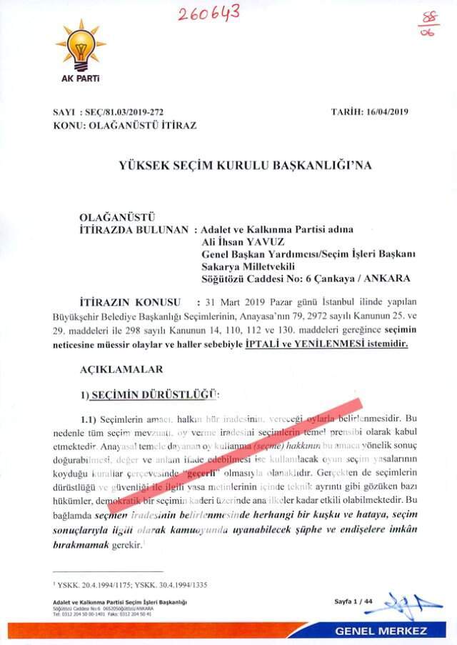 AK Parti'nin İstanbul Dilekçesi Ortaya Çıktı