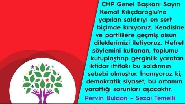 HDP'den Kılıçdaroğlu'na Yapılan Saldırıyla İlgili İlk Açıklama: En Sert Biçimde Kınıyoruz