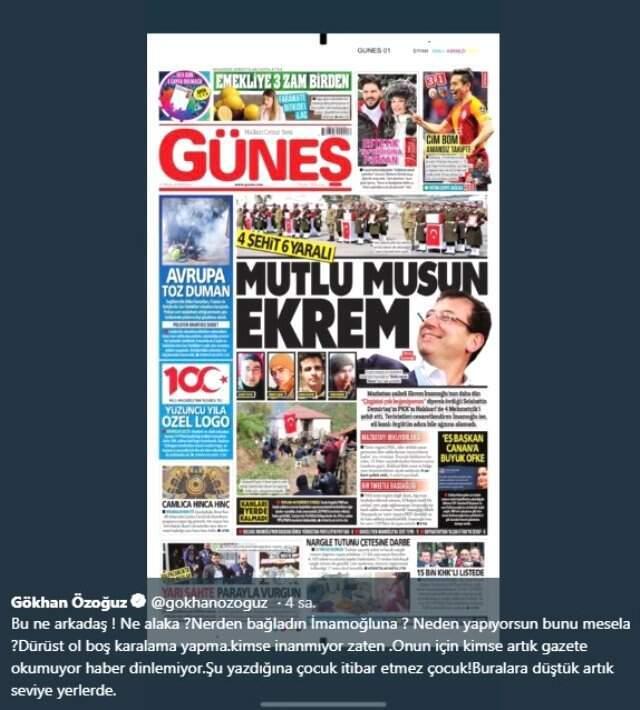 Müzikçi Gökhan Özoğuz, 4 Askerin Şehit Olmasını Ekrem İmamoğlu'nu Bağlayan Gazeteye Sitem Etti