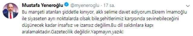 AK Partili Vekil, Hükümete Yakın Gazetenin İmamoğlu Manşetine Tepki Gösterdi