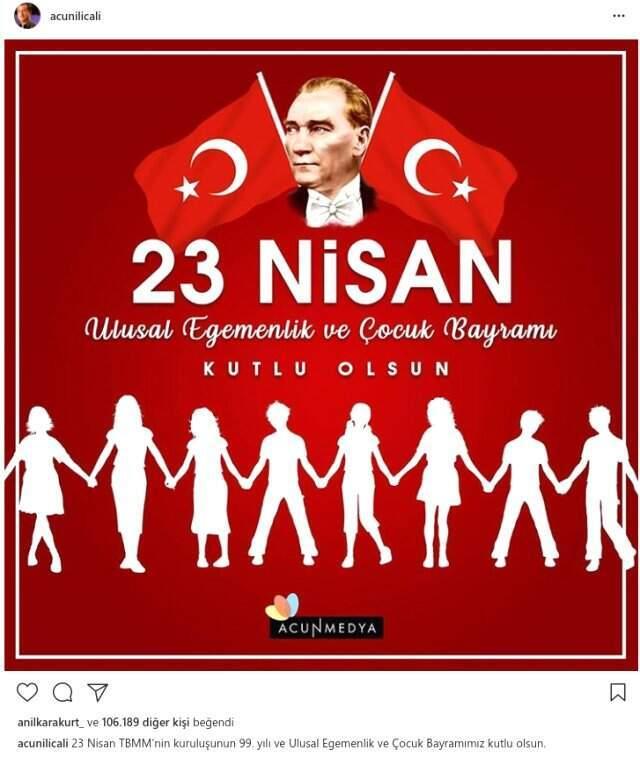 Ünlülerden Duygulandıran 23 Nisan Ulusal Egemenlik Çocuk Bayramı Paylaşımı