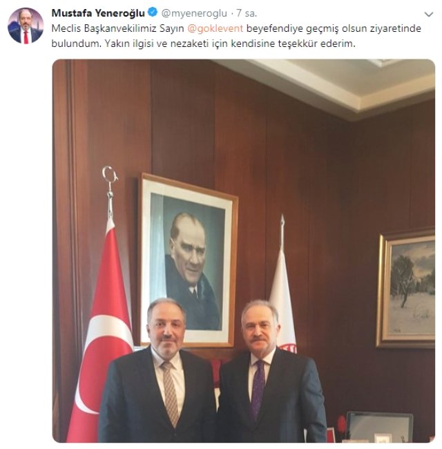 AK Parti'li Mustafa Yeneroğlu'ndan Taarruza Uğrayan CHP'li Levent Gök'e Geçmiş Olsun Ziyareti