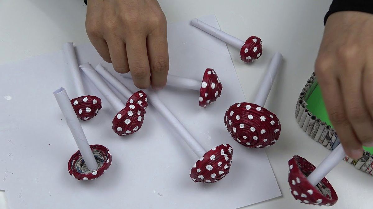 Gazeteden, Sevimli Mantar Tarlası! (Geri Dönüşüm) / Dıy Cute Mushroom Garden With Newspaper