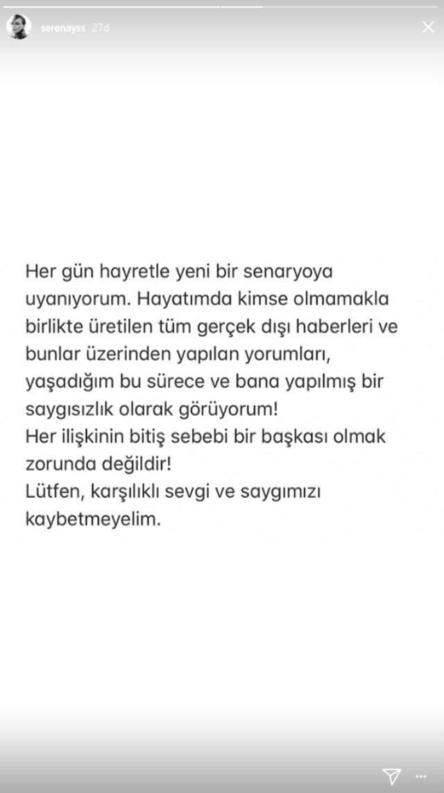 Serenay Sarıkaya, Ayrılık Sonrası Çıkan Aşk İddialarına Cevap Verdi: Hayatımda Kimse Yok