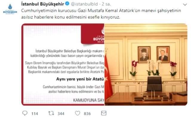 İBB'den Ekrem İmamoğlu'nun Atatürk Tablosu Çıkartıldı