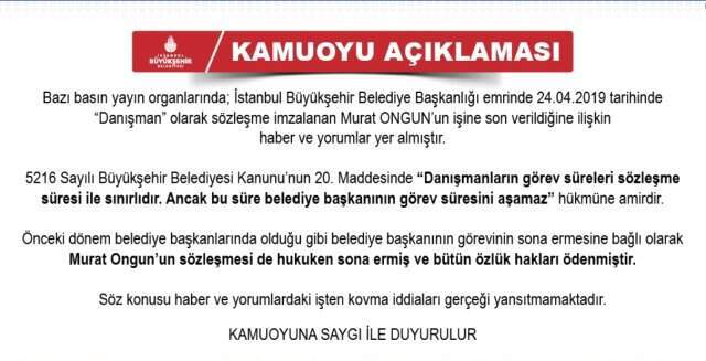 İBB'den, Ekrem İmamoğlu'nun Danışmanıyla İlgili Açıklama Geldi