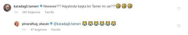 Tamer Karadağlı, Rol Arkadaşı Pınar Altuğ'un Paylaşımına Yaptığı Yorumla Güldürdü