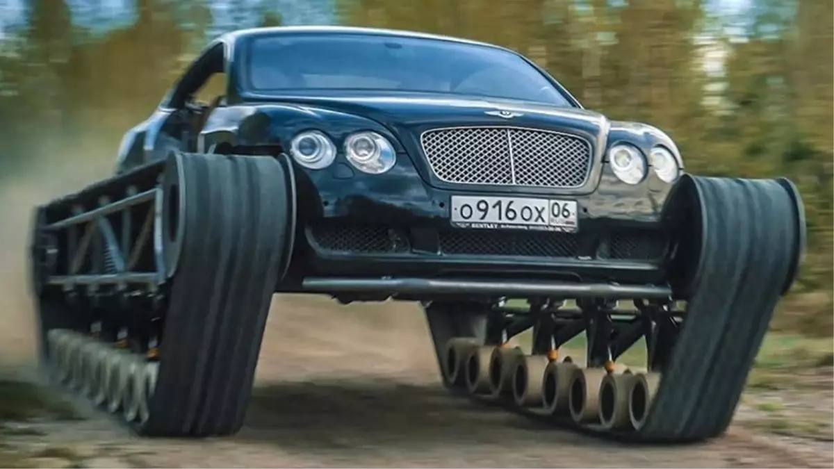 Milyon TL'lik Bentley Continental Gt'nin Paletli Bir Tanka Dönüştüğünü Gösteren Video