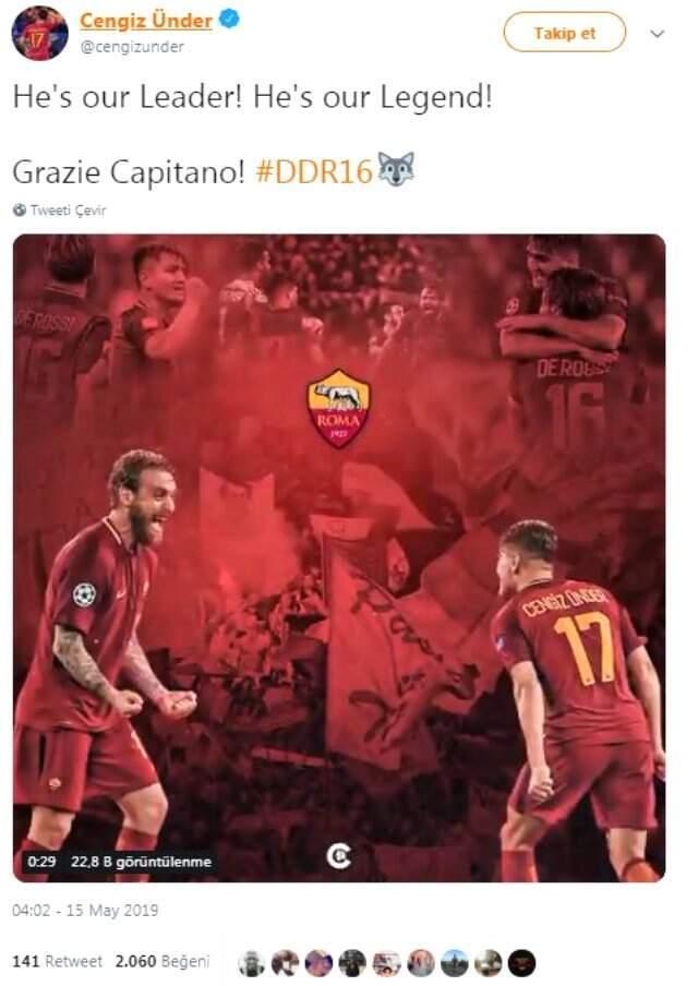 Cengiz Ünder'den De Rossi'ye Veda Mesajı