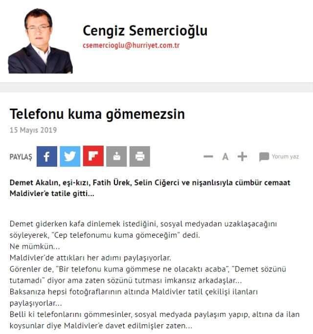 Demet Akalın, Maldivler Tatilini Eleştiren Cengiz Semercioğlu'nu Topa Tuttu