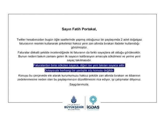 Fatih Portakal'ın Fatura İsyanına İgdaş'dan Cevap Geldi!
