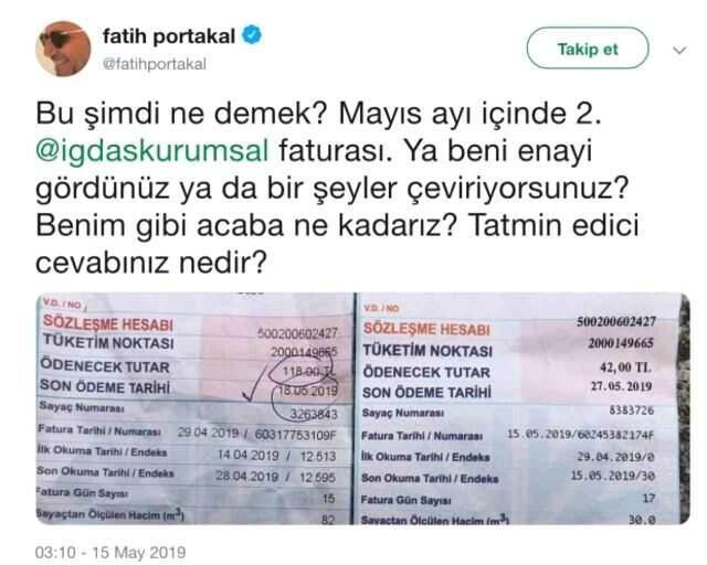 Fatih Portakal'ın Fatura İsyanına İgdaş'dan Cevap Geldi!