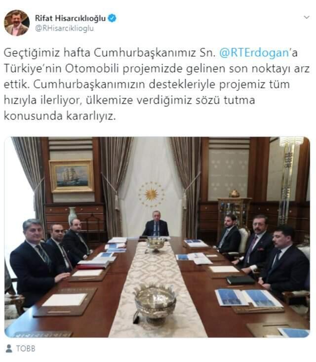 TOBB, 'Bizi Oyalamayın' Diyen Erdoğan'a Yerli Otomobil Projesinin Sunumunu Yaptı