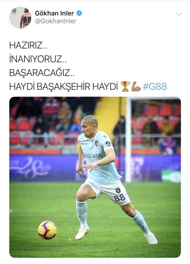 Medipol Başakşehirli Gökhan İnler'den Kupalı Paylaşım