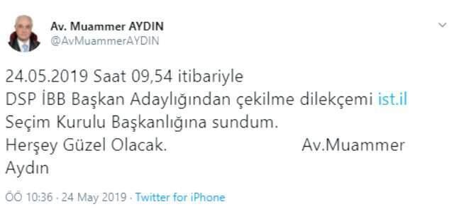 DSP Adayı Aydın, Ekrem İmamoğlu Lehine Adaylıktan Çekilme Başvurusu Yaptı