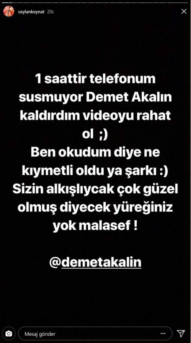 Demet Akalın'dan Şarkısını Okuyan Ceylan Koynat'a Engel