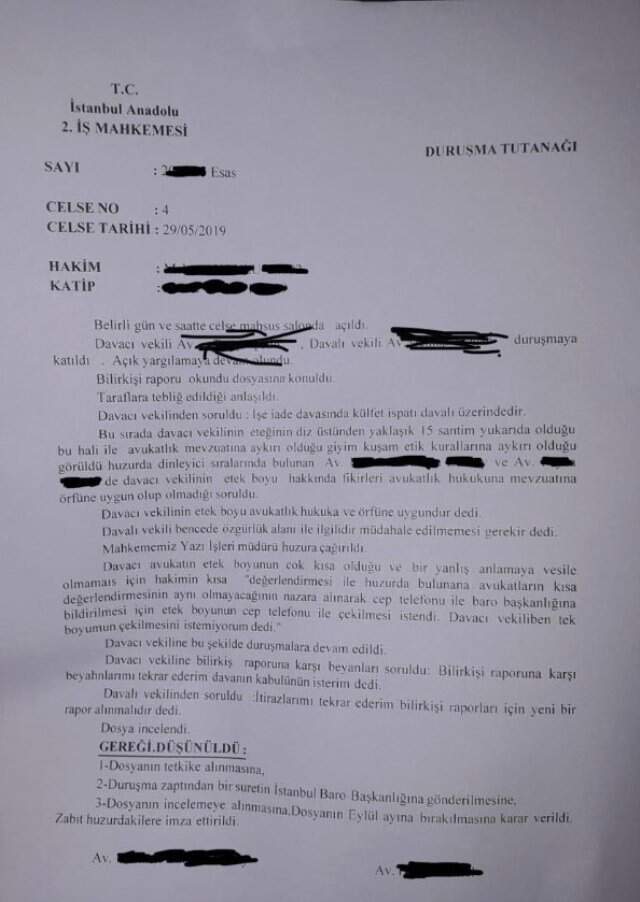 Duruşmada kadın avukatla hakim arasında 'Etek boyu' tartışması