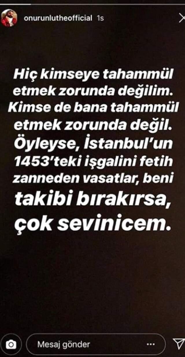 Onur Ünlü'den reaksiyon çeken İstanbul paylaşımı: İşgali fetih zanneden vasatlar beni takip etmesin!