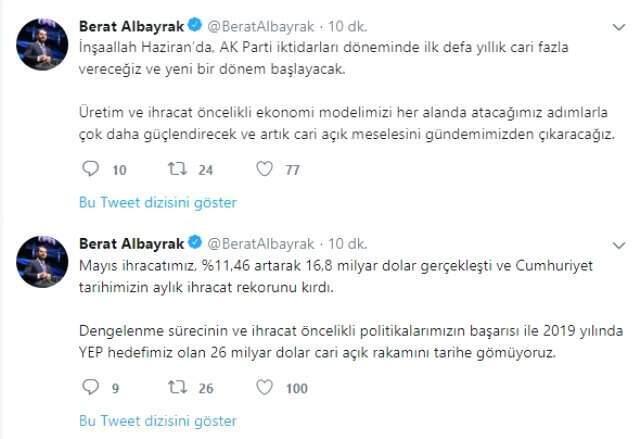 Bakan Albayrak: AK Parti iktidarları döneminde evvel kez senelik cari çok vereceğiz