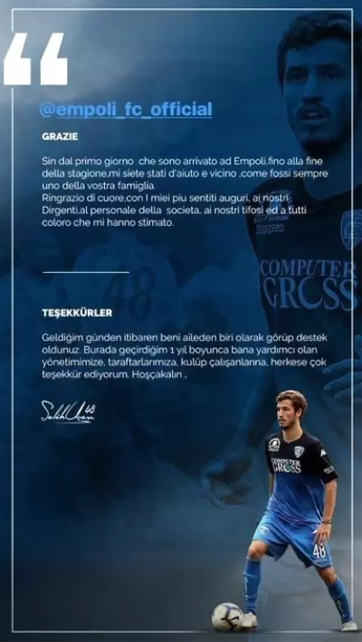 Salih Uçan, Empoli'ye veda etti Salih Uçan, Empoli'ye veda etti