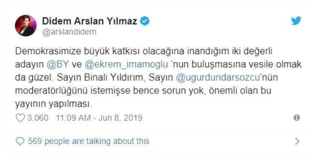 Didem Arslan Yılmaz: Moderatörlüğü Uğur Dündar istemişse bence sorun yok