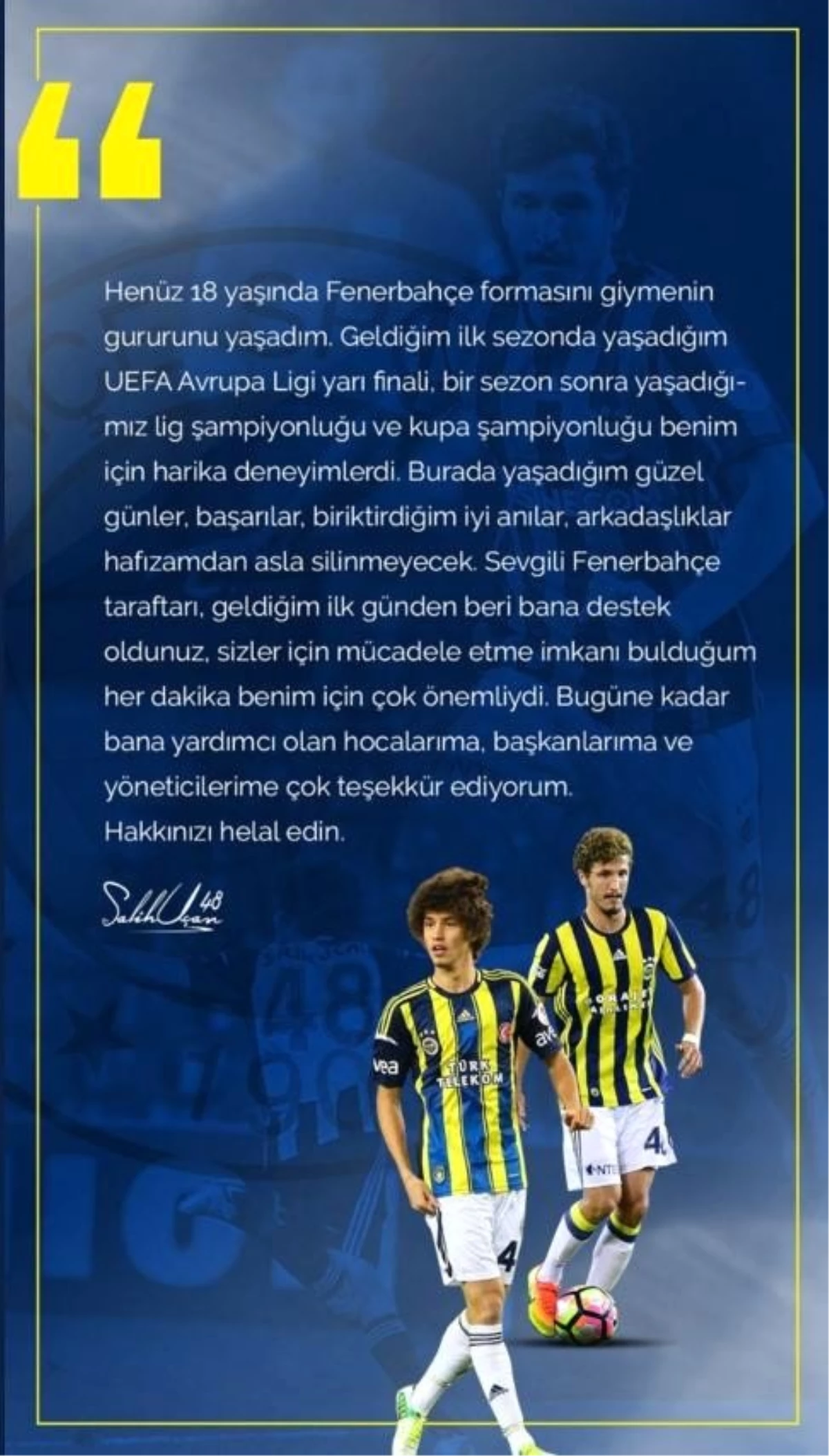 Salih Uçan Fenerbahçe'ye veda etti - Spor