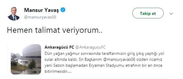 Mansur Yavaş'tan Ankaragücü taraftarına müjde!
