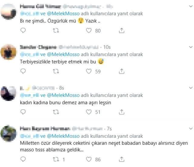 Şarkıcı Melek Mosso'nun bacaklarını göstererek orta parmak işareti yapmasına tepki yağdı