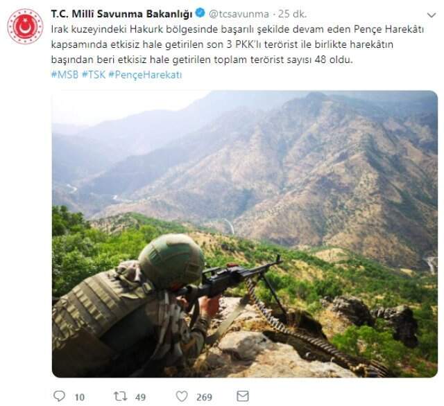 Son dakika! Pençe Harekatı'nda sıcak gelişme: Öldürülen terörist sayısı 48'e çıktı