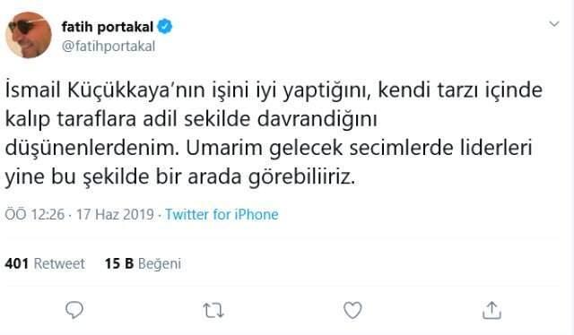 İsmail Küçükkaya'nın programını izleyen Armağan Çağlayan'dan ilginç Fatih Portakal yorumu