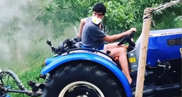 Oyunculuğa ara veren Burak Hakkı, traktör koltuğuna oturdu