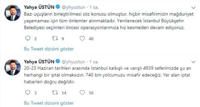 THY, 20-23 Haziran tarihleri arasındaki İstanbul kalkışlı ve varışlı seferlerin iptal edilmediğini duyurdu