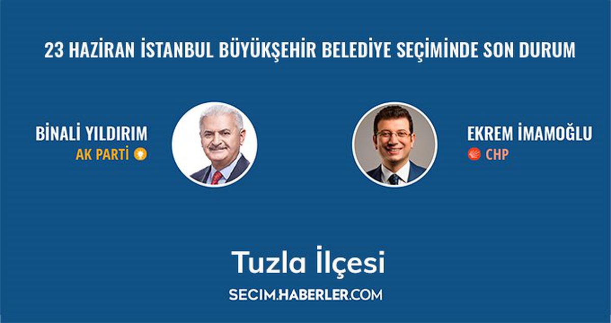İşte 23 Haziran İstanbul Büyükşehir Belediye Başkanlığı Seçimi'nde Tuzla ilçesinde seçim sonucu