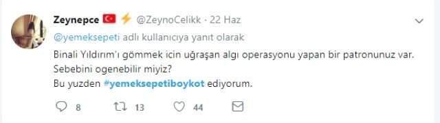 Yemeksepeti CEO'sunun Binali Yıldırım paylaşımına tepkiler büyüyor
