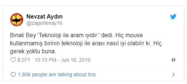 Yemeksepeti CEO'sunun Binali Yıldırım paylaşımına tepkiler büyüyor