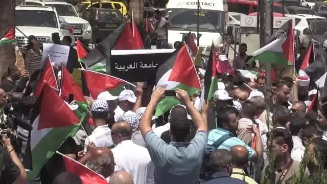 Batı Şeria'da Bahreyn Çalıştayı protestosu