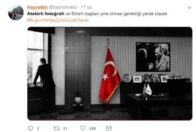 İmamoğlu'nun makamına astığı Atatürk tablosu geri gelecek