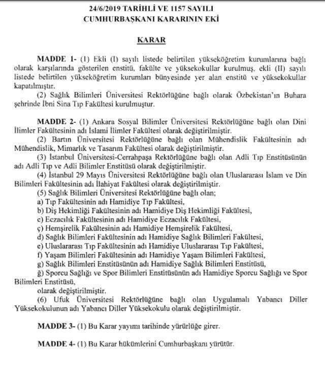 Cumhurbaşkanı Erdoğan imza attı, yeni enstitü, fakülte ve yüksekokullar kuruldu